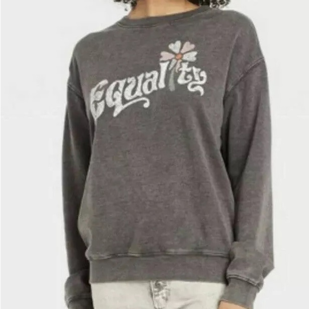 Zoe+Liv Equality Graphic Sweatshirt Relaxed Pullover Grey